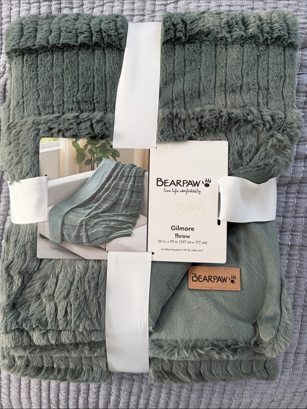 BearPaw Gilmore Plush Throw Blanket in Sage